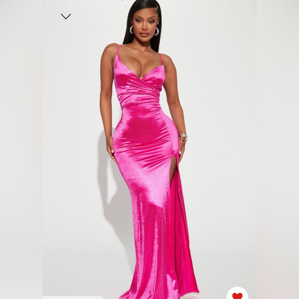 Pink Fuscia Satin maxi dress fashion nova